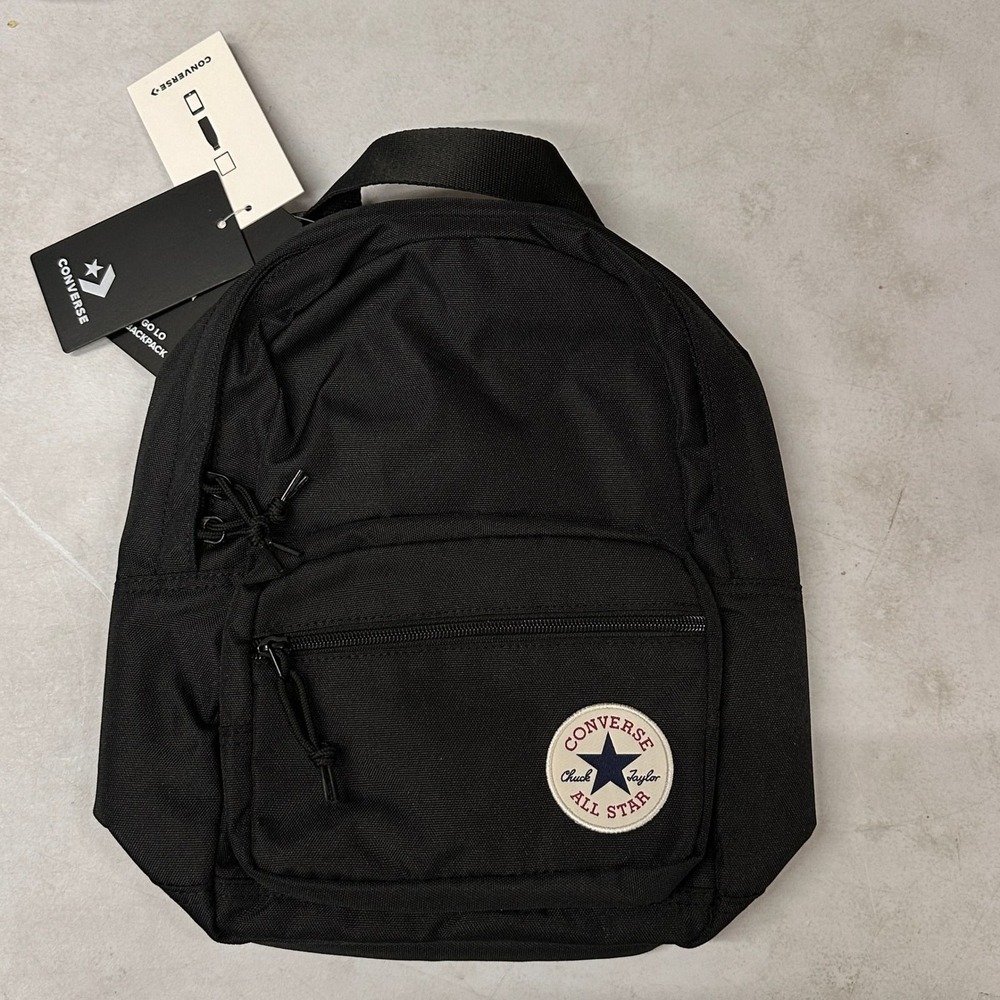 NWT Converse 10020538 Black Go Lo Miniature Backpack Pocket Zip Unisex